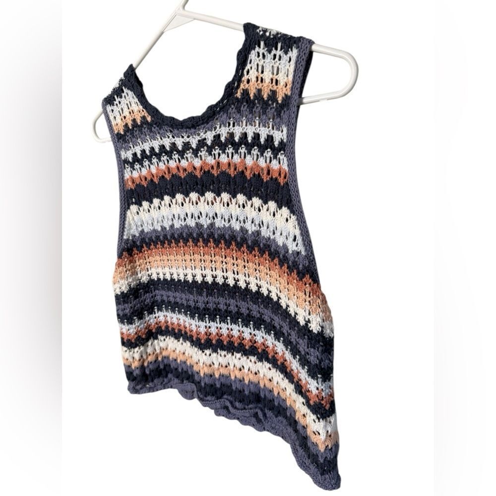 Universal Thread Crochet Knit Tank Top Striped Boho Cottagecore Size L - Picture 2 of 6